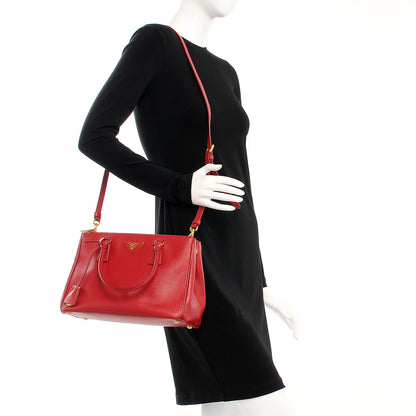 Prada Saffiano Small Galleria Double Zip Tote Fuoco 2 of 13