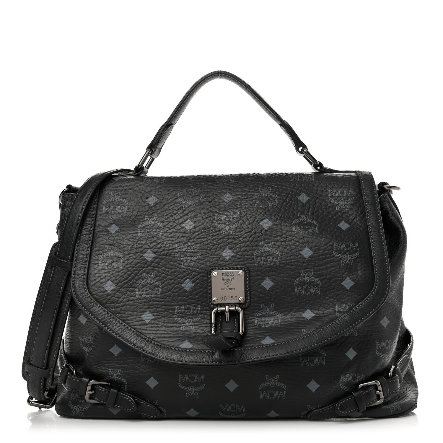 MCM Visetos Medium Satchel Black 1 of 12