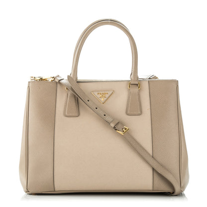 Prada Saffiano Lux Colorblock Medium Galleria Double Zip Tote Cammeo Argilla 1 of 9