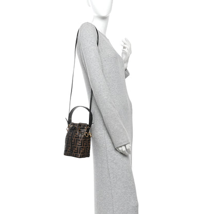 Fendi Vitello Liberty F is Fendi Bi-Color FF 1974 Embossed Mini Mon Tresor Bucket Bag Maya Black 2 of 11