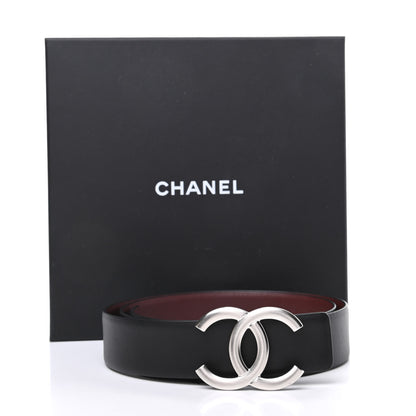 Chanel Calfskin CC Reversible Belt 80 32 Black Burgundy 6 of 6
