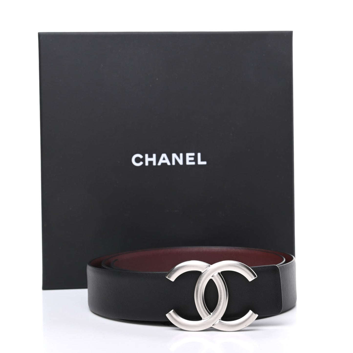 Calfskin CC Reversible Belt 80 32 Black Burgundy