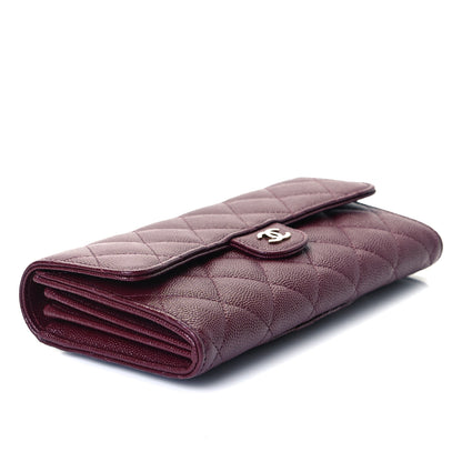 Chanel Caviar Quilted Large Gusset Flap Wallet Burgundy 4 of 9
