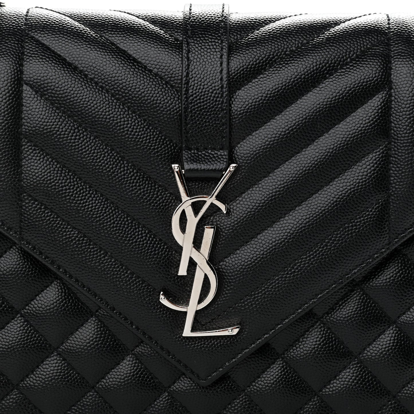 Grain De Poudre Textured Mixed Matelasse Triquilt Medium Monogram Satchel Black