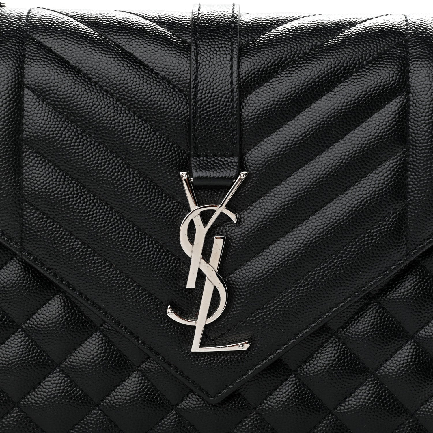 Saint Laurent Grain De Poudre Textured Mixed Matelasse Triquilt Medium Monogram Satchel Black 2 of 11