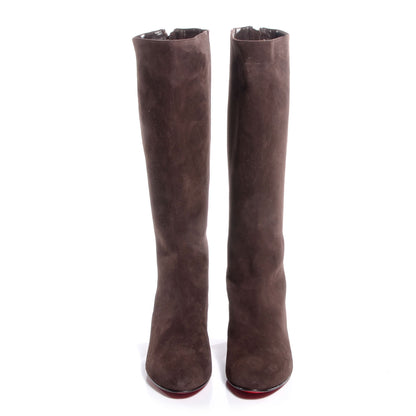 Christian Louboutin Suede Bourge 50 Tall Boots 38.5 Brown 2 of 6