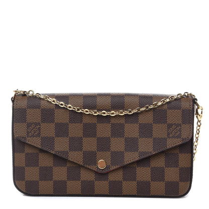 Louis Vuitton Damier Ebene Pochette Felicie Chain Wallet 1 of 15
