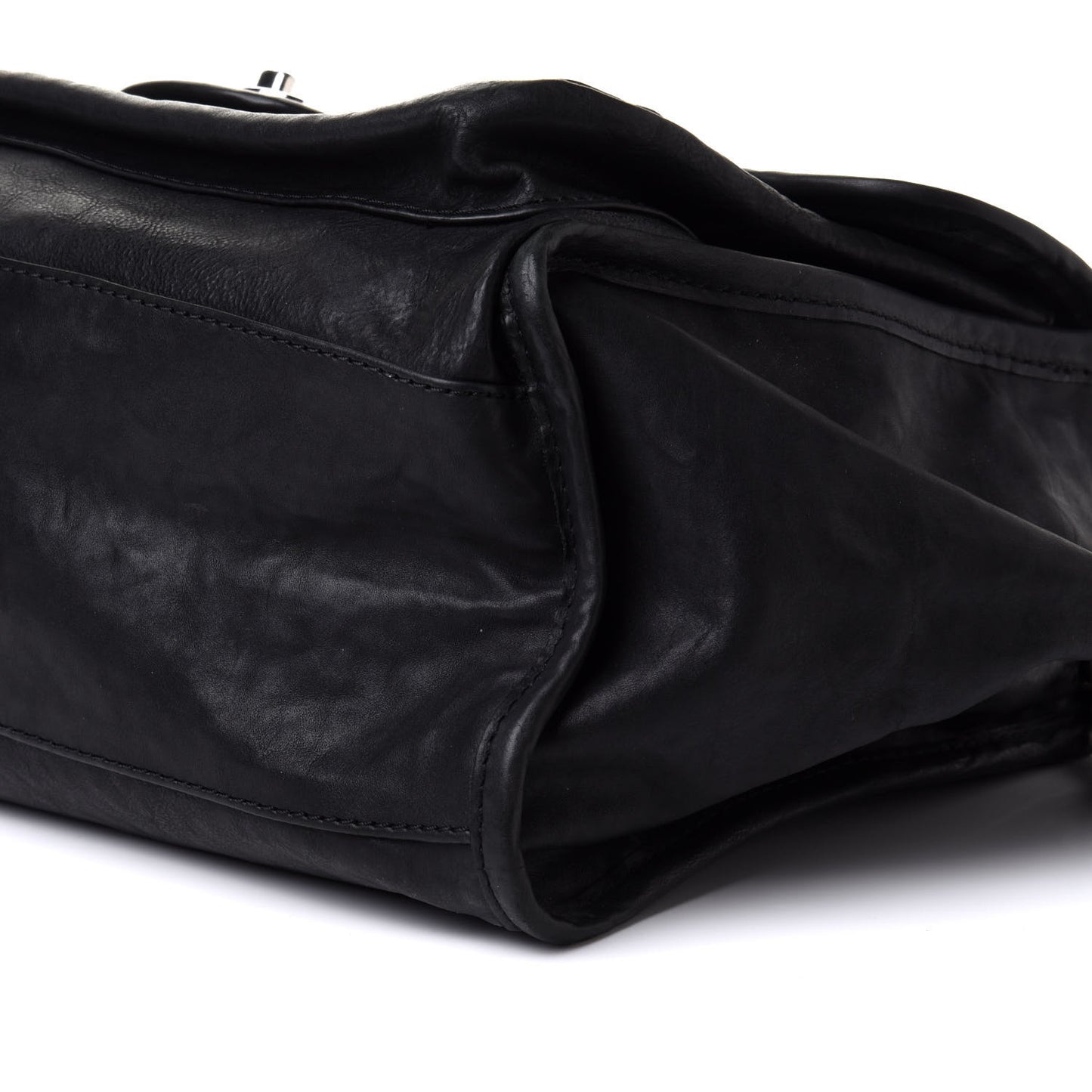 Washed Lambskin Accordion Flap Black