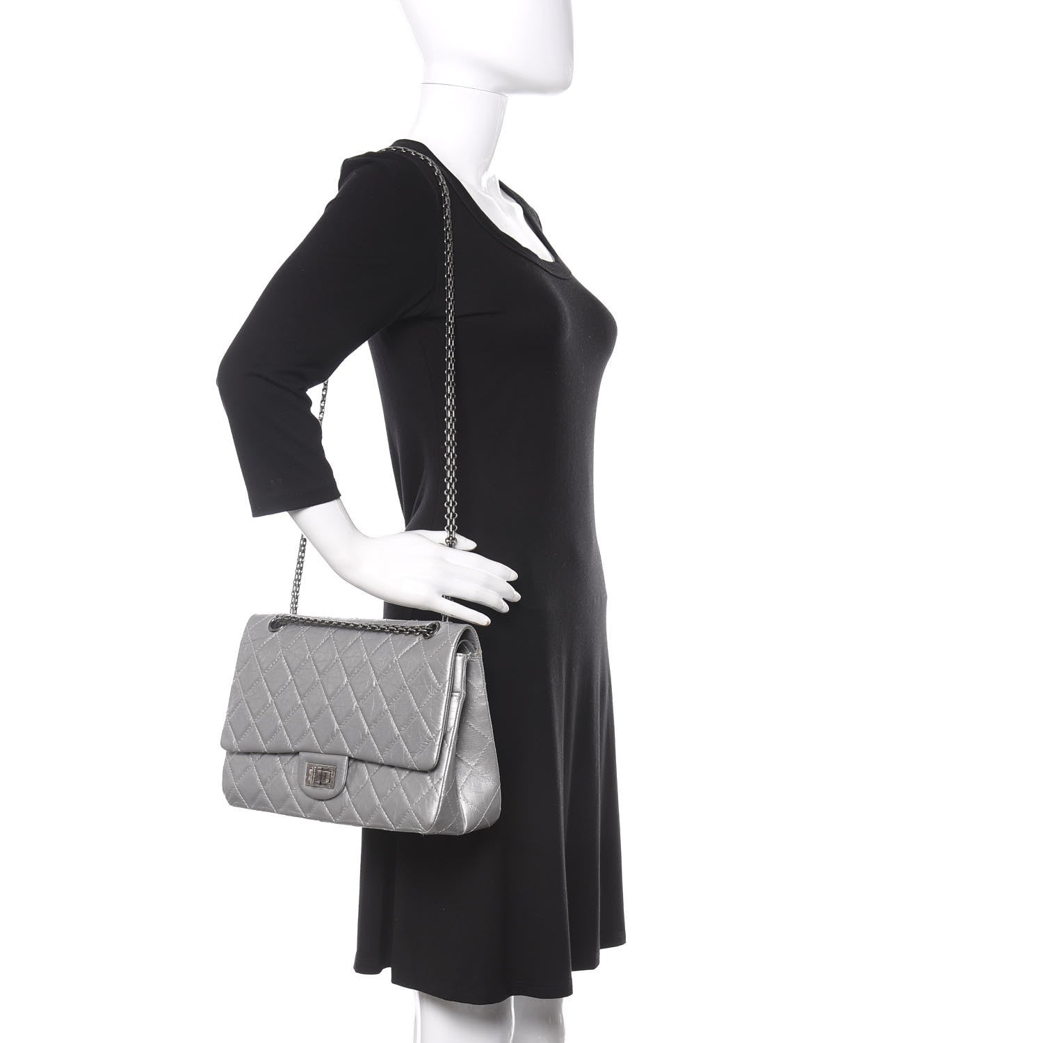 Chanel Metallic Aged Calfskin Quilted 2.55 Reissue 227 Flap Silver 2 of 10