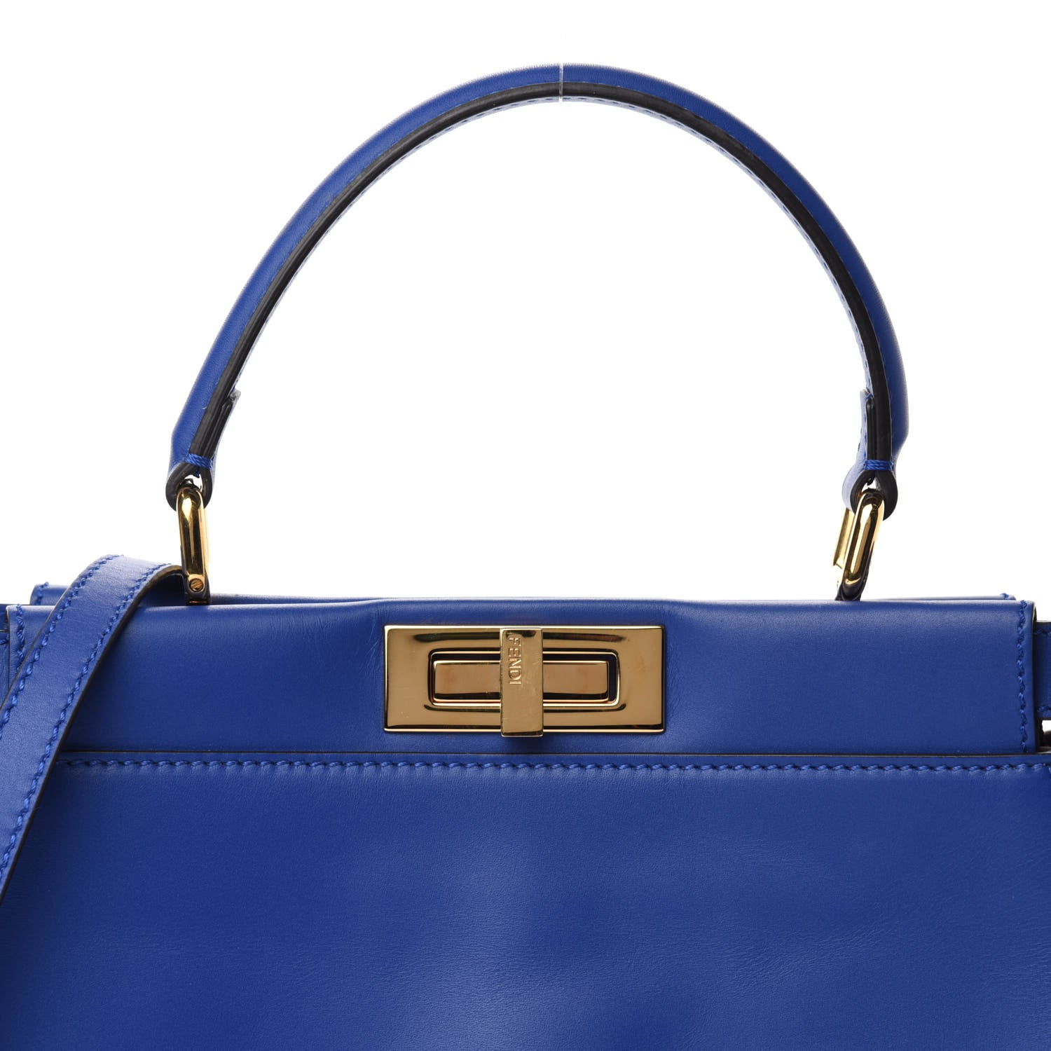 Fendi Vitello Morgan Fabric Jacquard Pequin Medium Peekaboo Iconic Satchel Blue Neon Tobacco 11 of 11