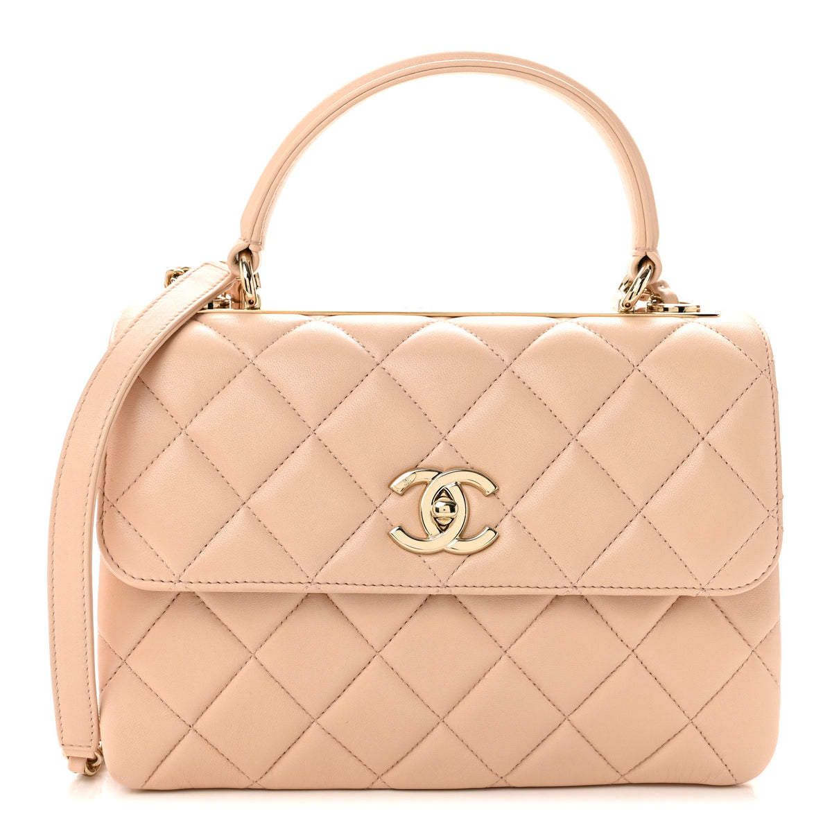 Chanel Lambskin Quilted Small Trendy CC Dual Handle Flap Bag Beige 1 of 14