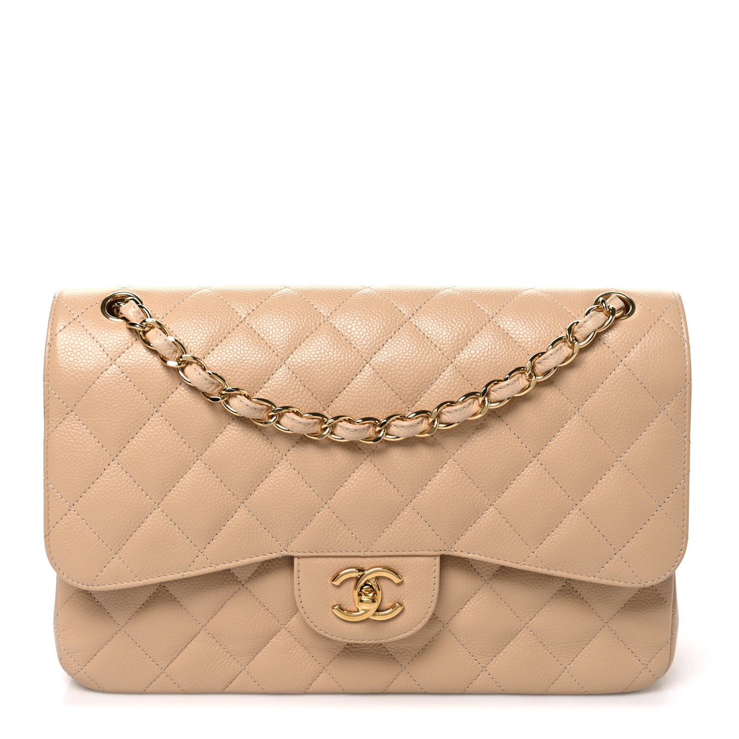 Chanel Caviar Quilted Jumbo Double Flap Beige 1 of 10