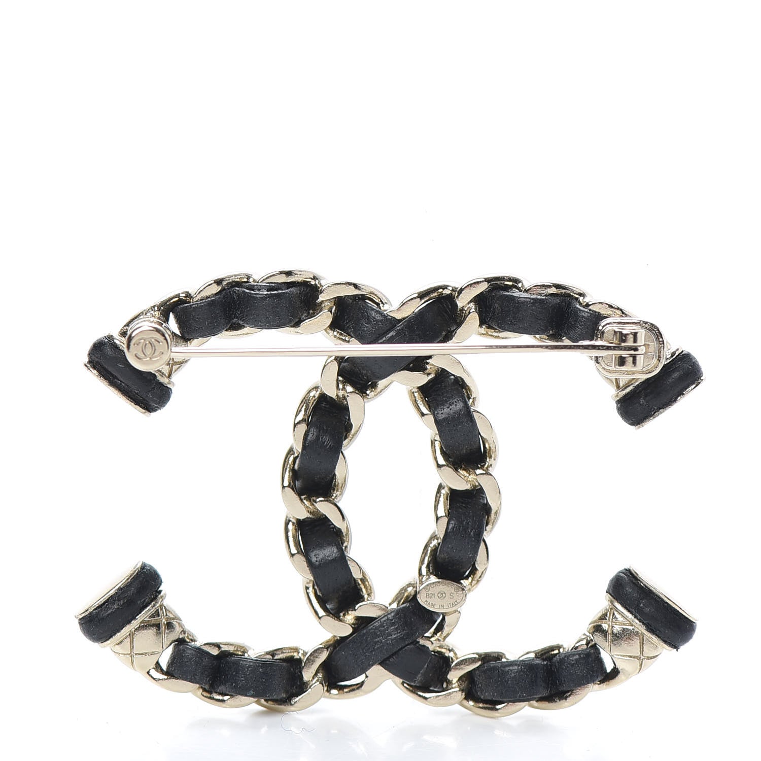 Chanel Lambskin Chain CC Brooch Black Gold 3 of 5