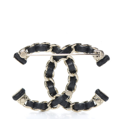Chanel Lambskin Chain CC Brooch Black Gold 3 of 5