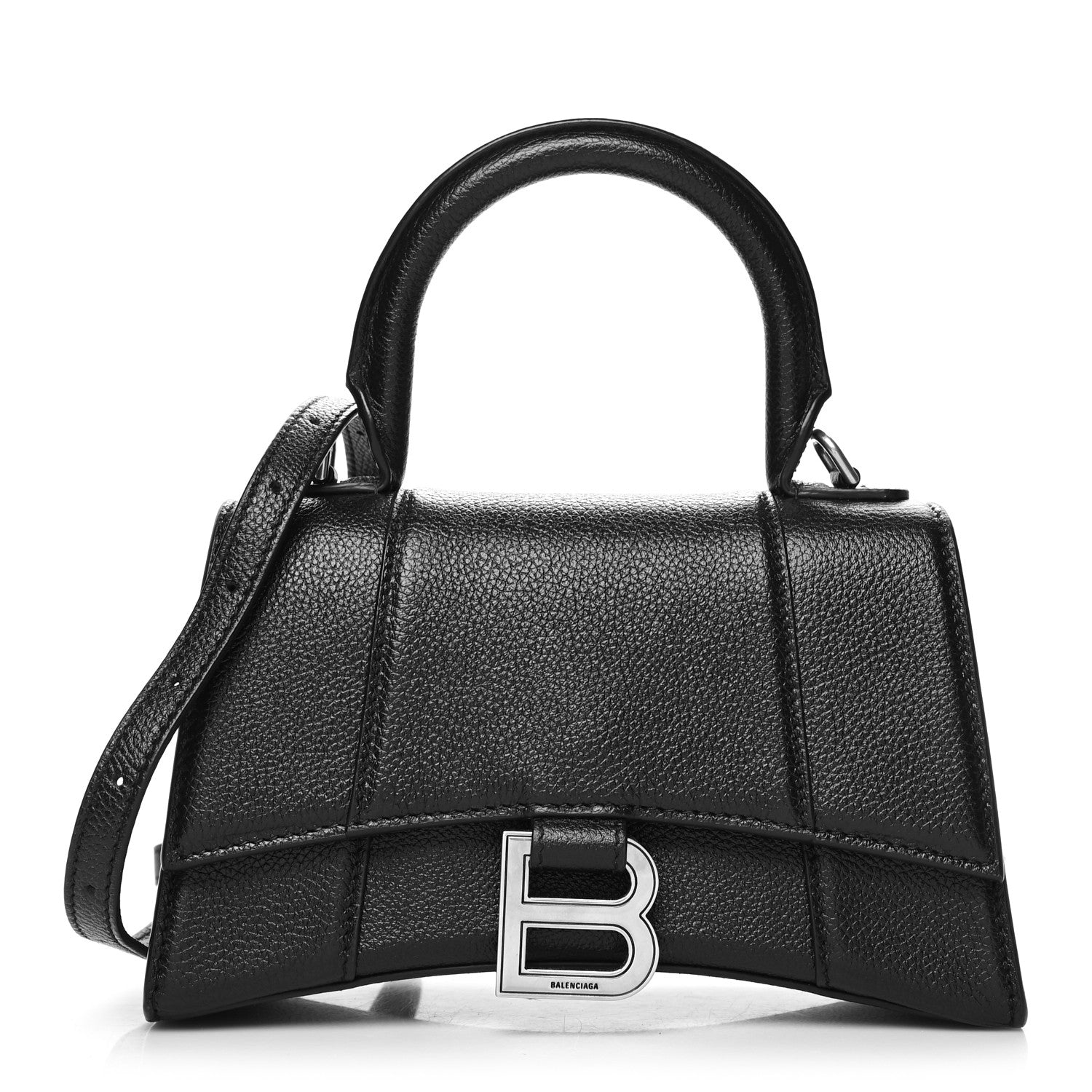 Balenciaga Grained Calfskin Hourglass Top Handle Bag XS Black 1 of 11