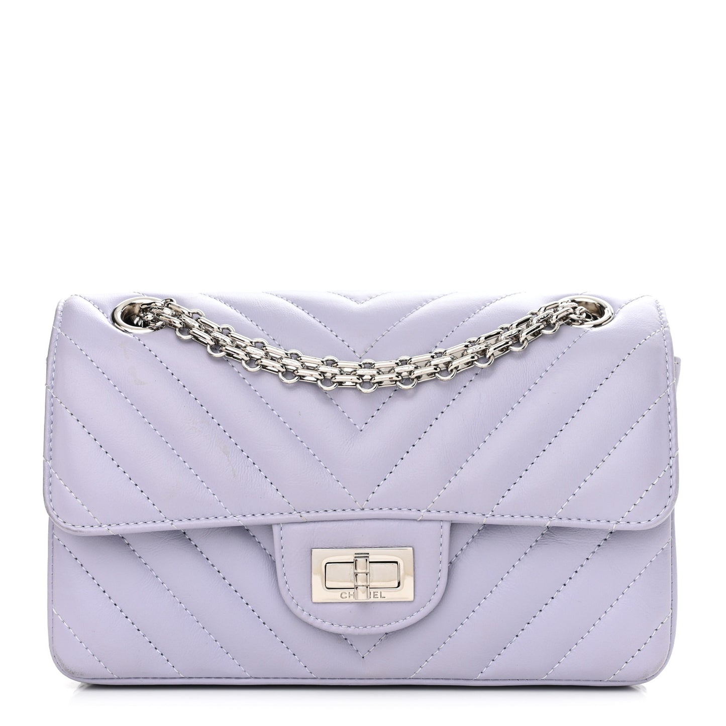 Aged Calfskin Chevron Quilted 2.55 Reissue Mini Flap Light Purple