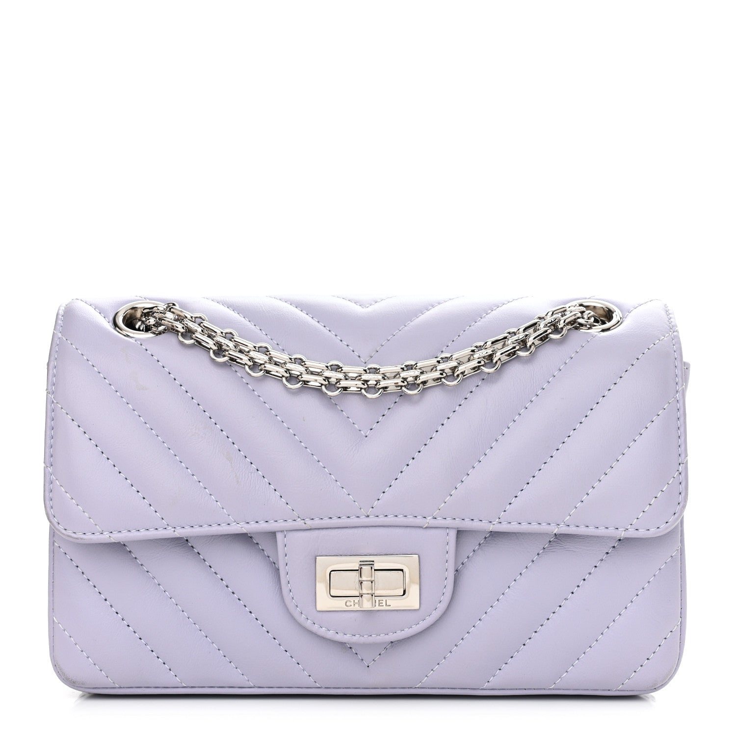 Chanel Aged Calfskin Chevron Quilted 2.55 Reissue Mini Flap Light Purple 1 of 13