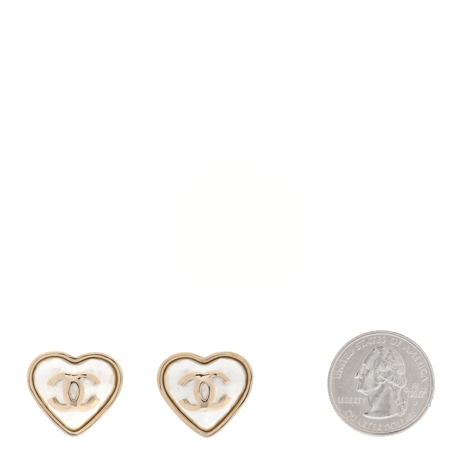 Chanel Pearl CC Heart Earrings Gold 2 of 6