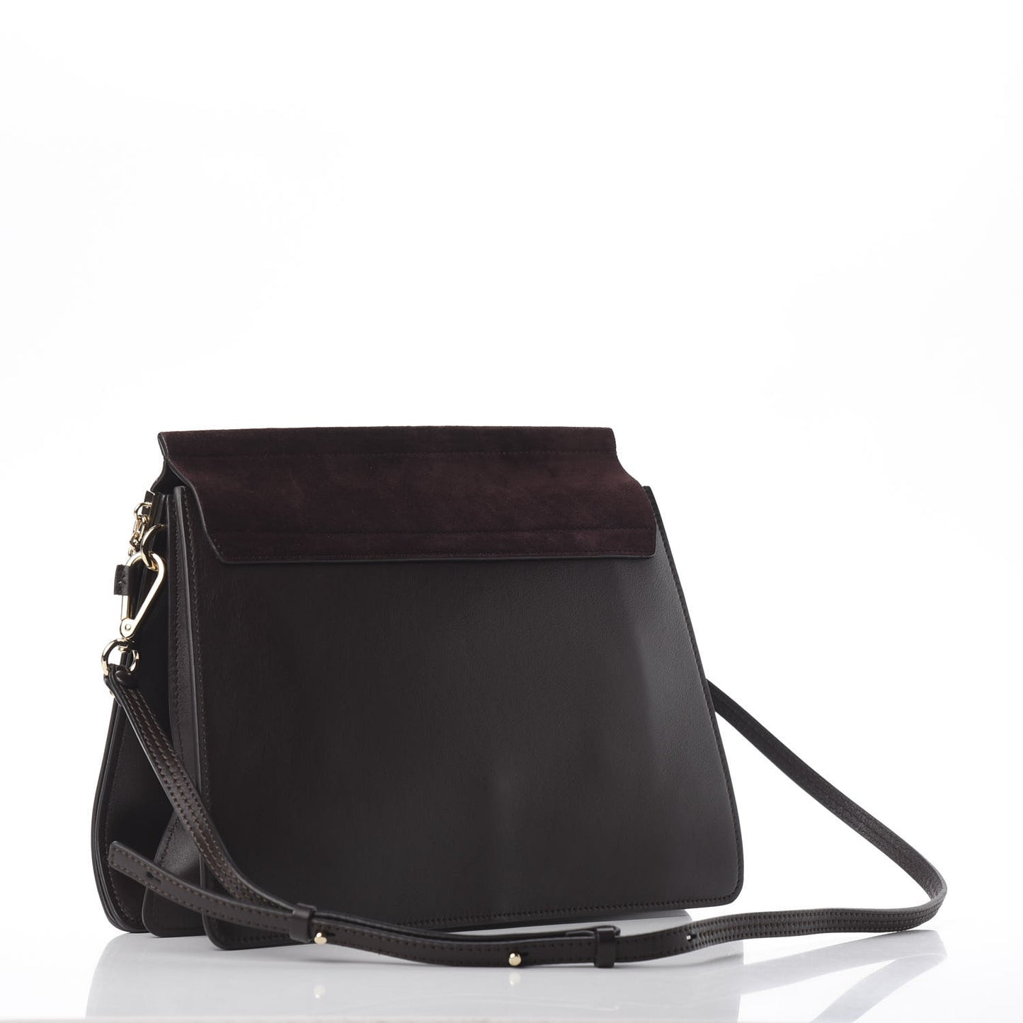 Calfskin Suede Medium Faye Shoulder Bag Carbon Brown