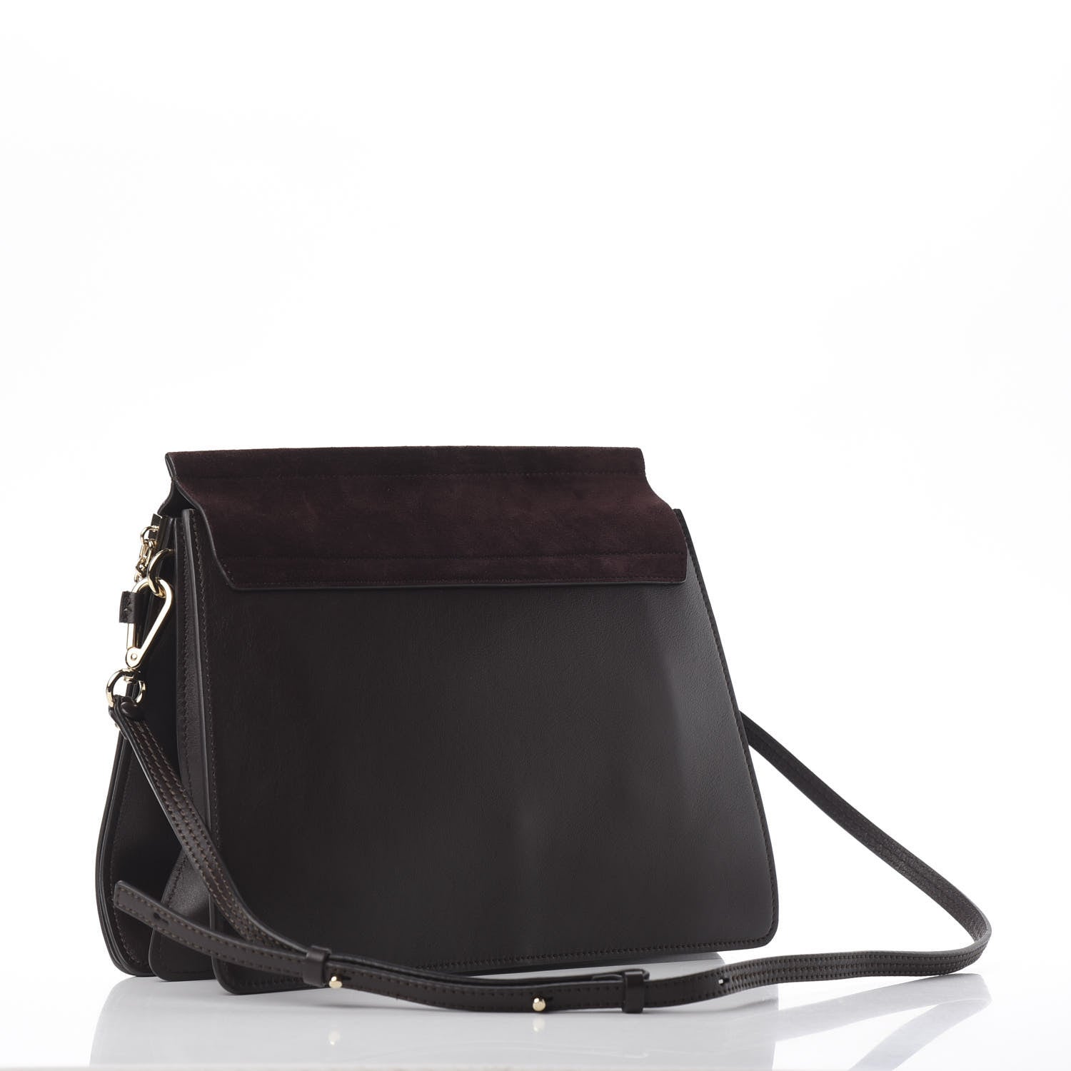 Chloe Calfskin Suede Medium Faye Shoulder Bag Carbon Brown 3 of 10