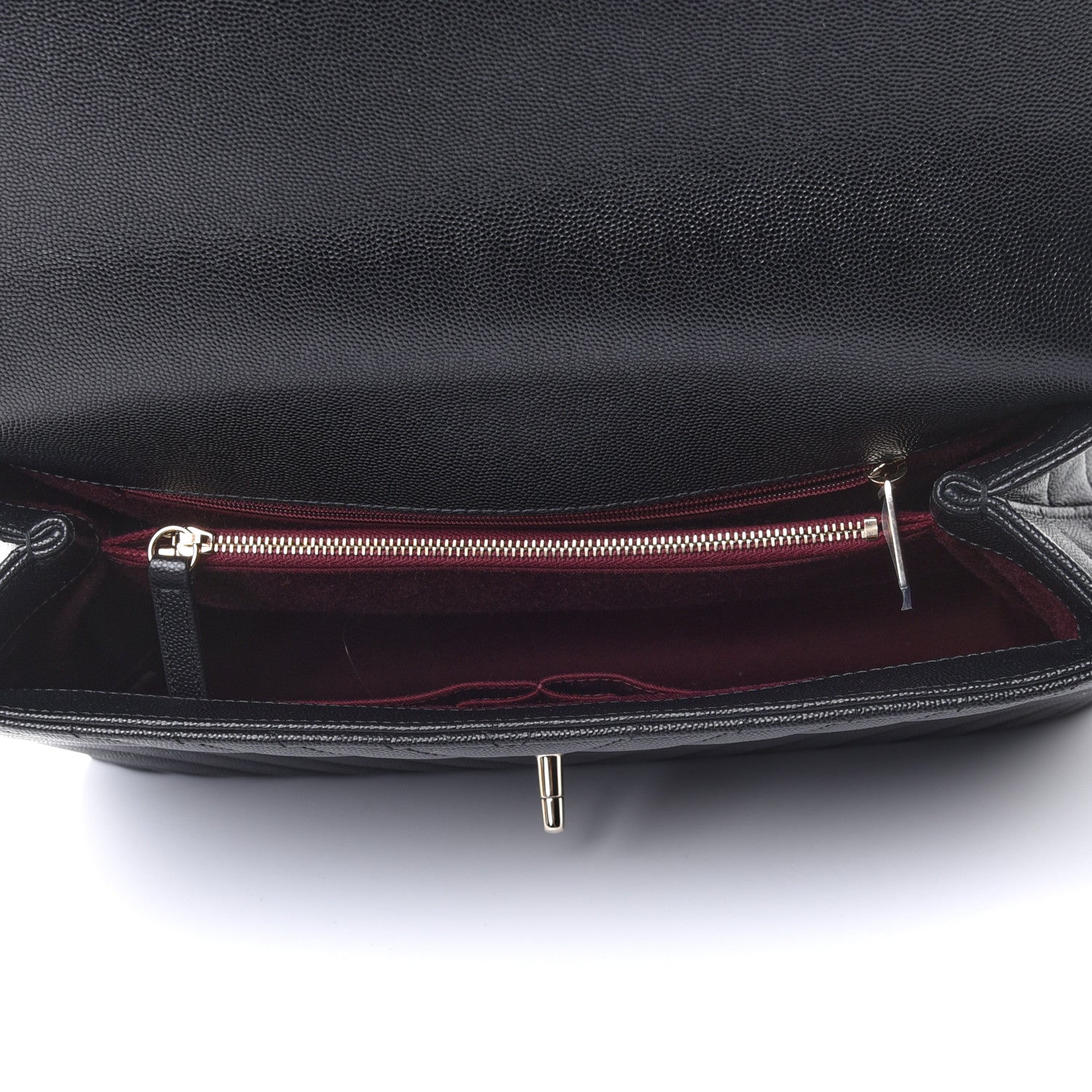 Chanel Caviar Chevron Quilted Medium Coco Handle Flap Black 4 of 4