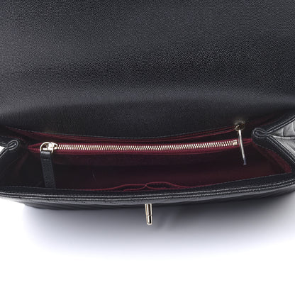 Chanel Caviar Chevron Quilted Medium Coco Handle Flap Black 4 of 4