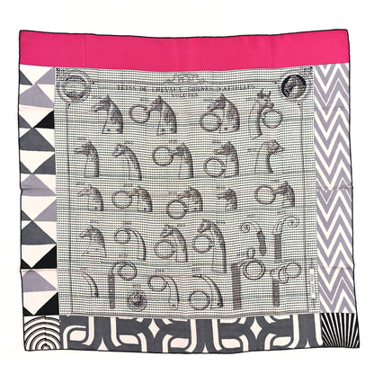 Hermes Silk Manufacture de Boucleries Scarf 90 Blanc Rose Indien Gris 1 of 3