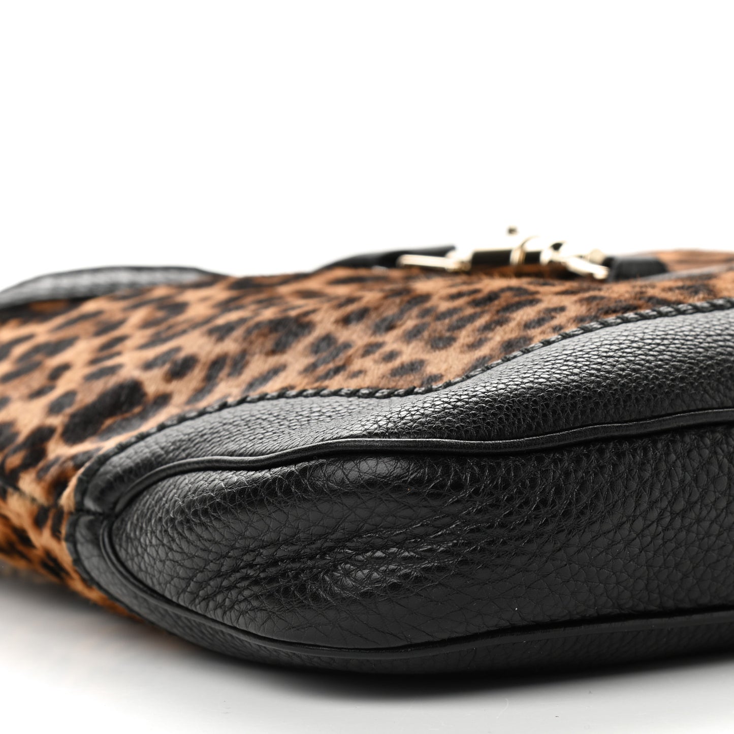 Calf Hair Jaguar Print Medium New Jackie Hobo Black