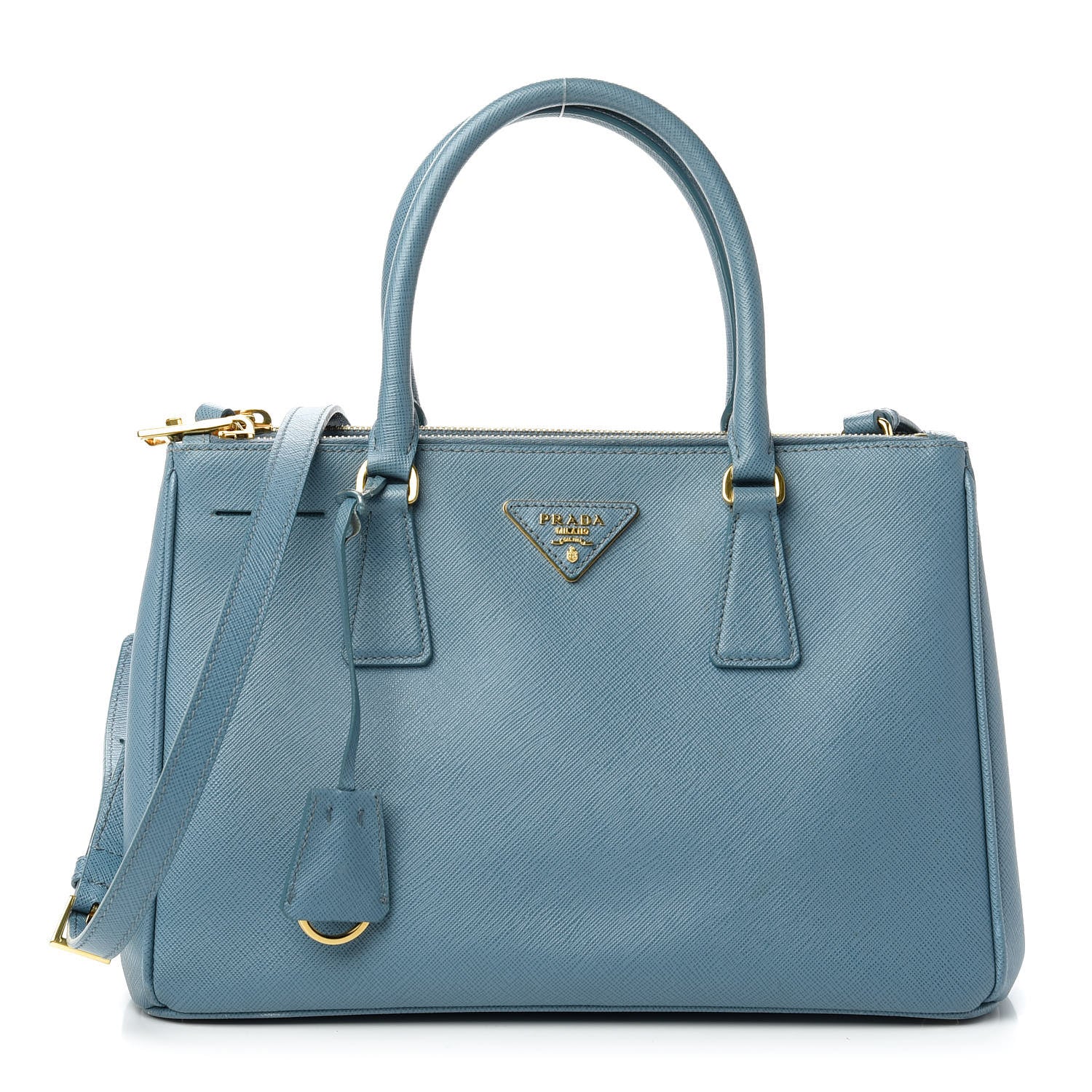 Prada Saffiano Small Galleria Double Zip Tote Aviazione 1 of 14