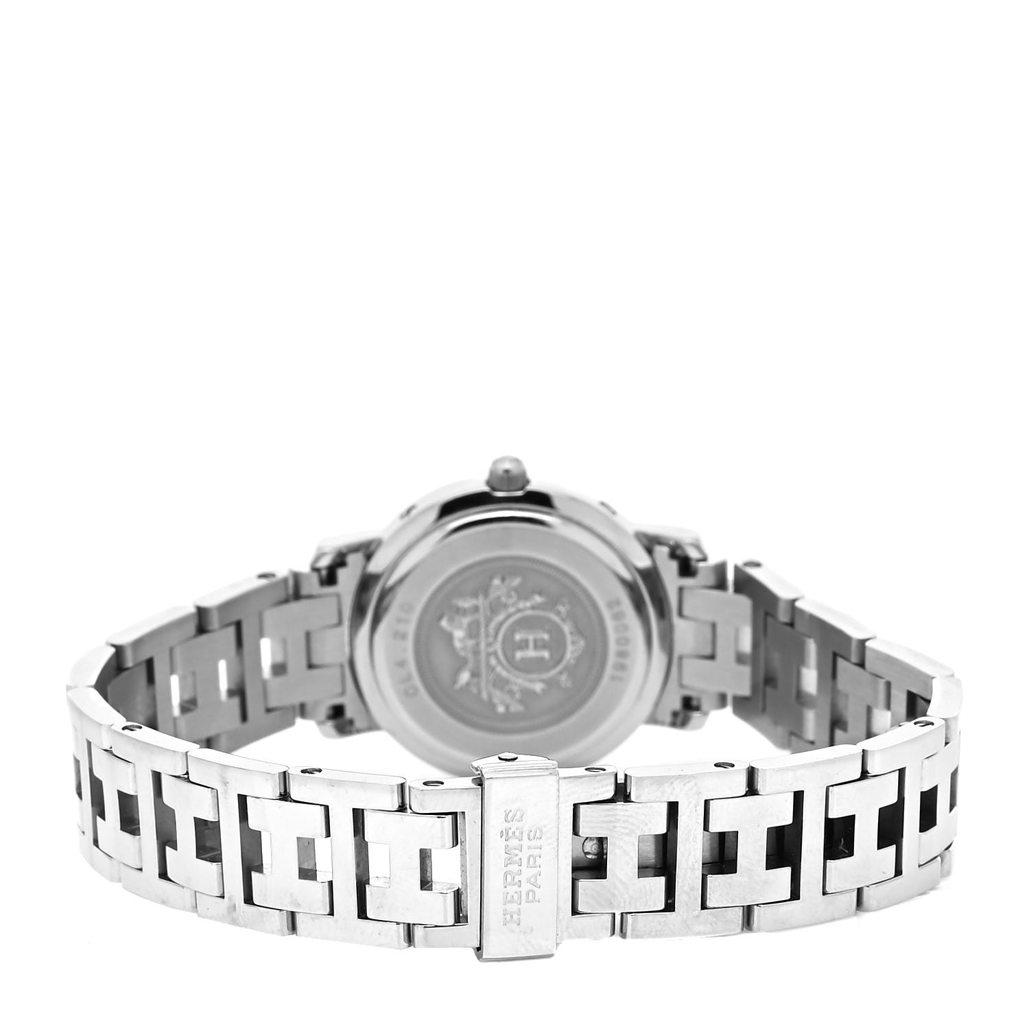 Hermes Stainless Steel Blue Mother of Pearl 24mm Clipper Quartz Watch 3 of 5