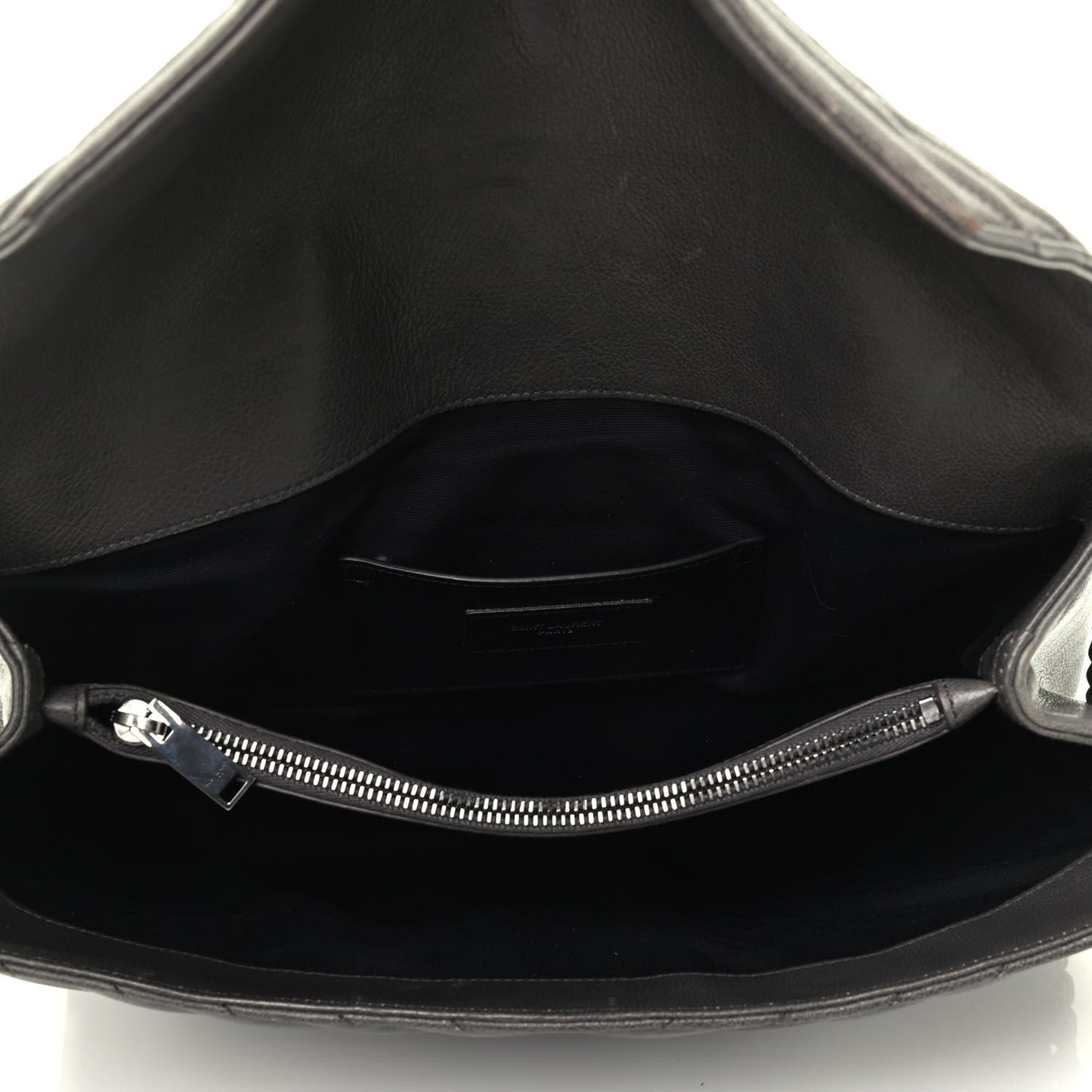 Sheepskin Matelasse Chevron Monogram Large College Satchel Dark Anthracite