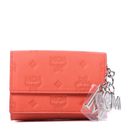 MCM Calfskin Ottomar Monogram Tri-Fold Wallet Hot Coral 1 of 8