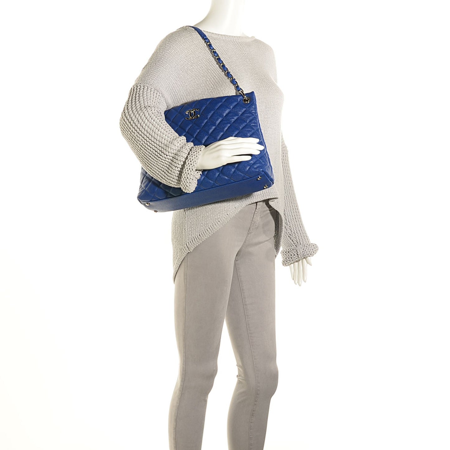 Caviar Quilted Easy Zip Tote Cobalt Blue