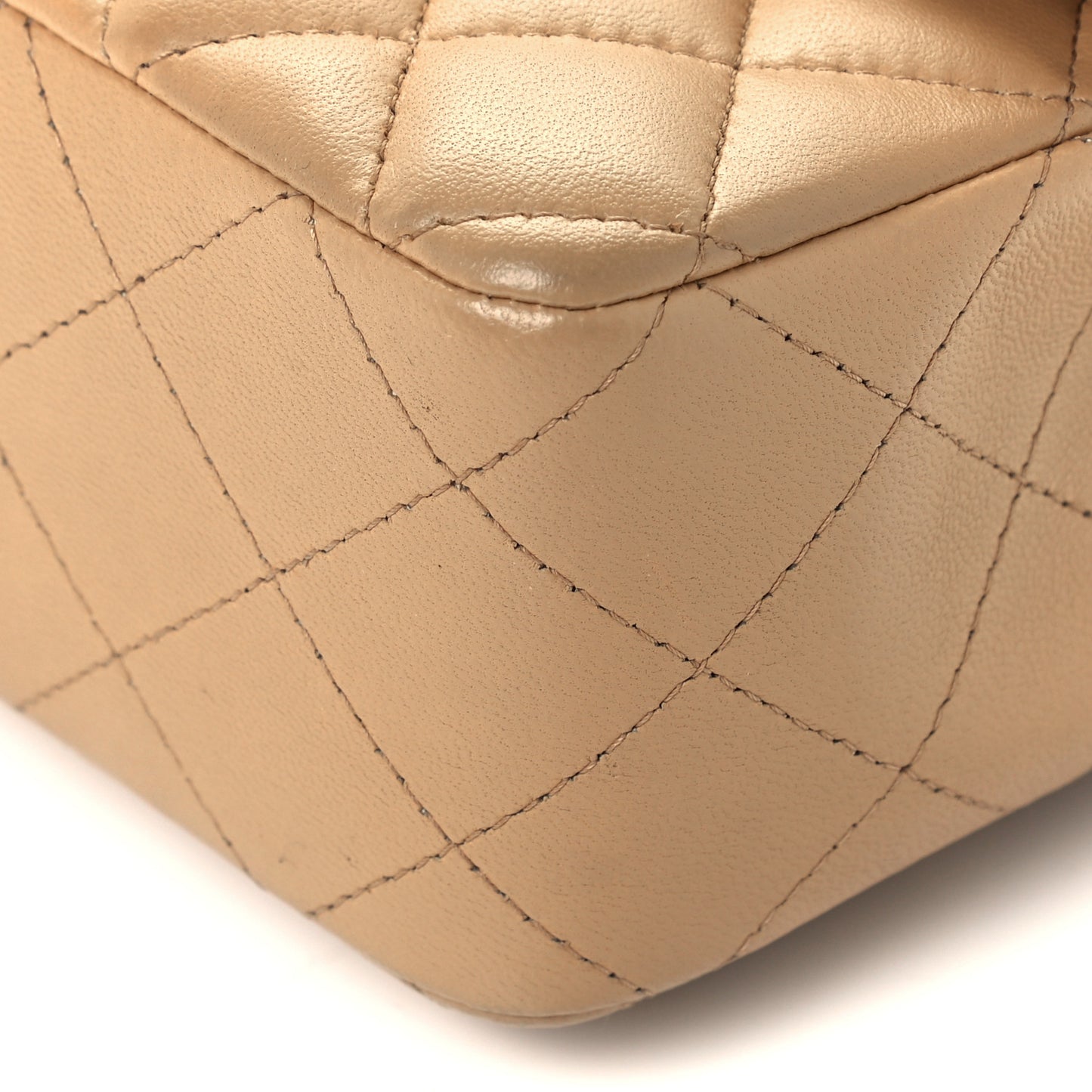 Lambskin Quilted Mini Rectangular Flap Beige
