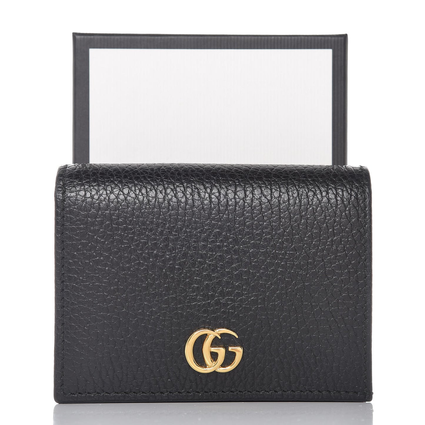 Pebbled Calfskin GG Marmont Card Case Black