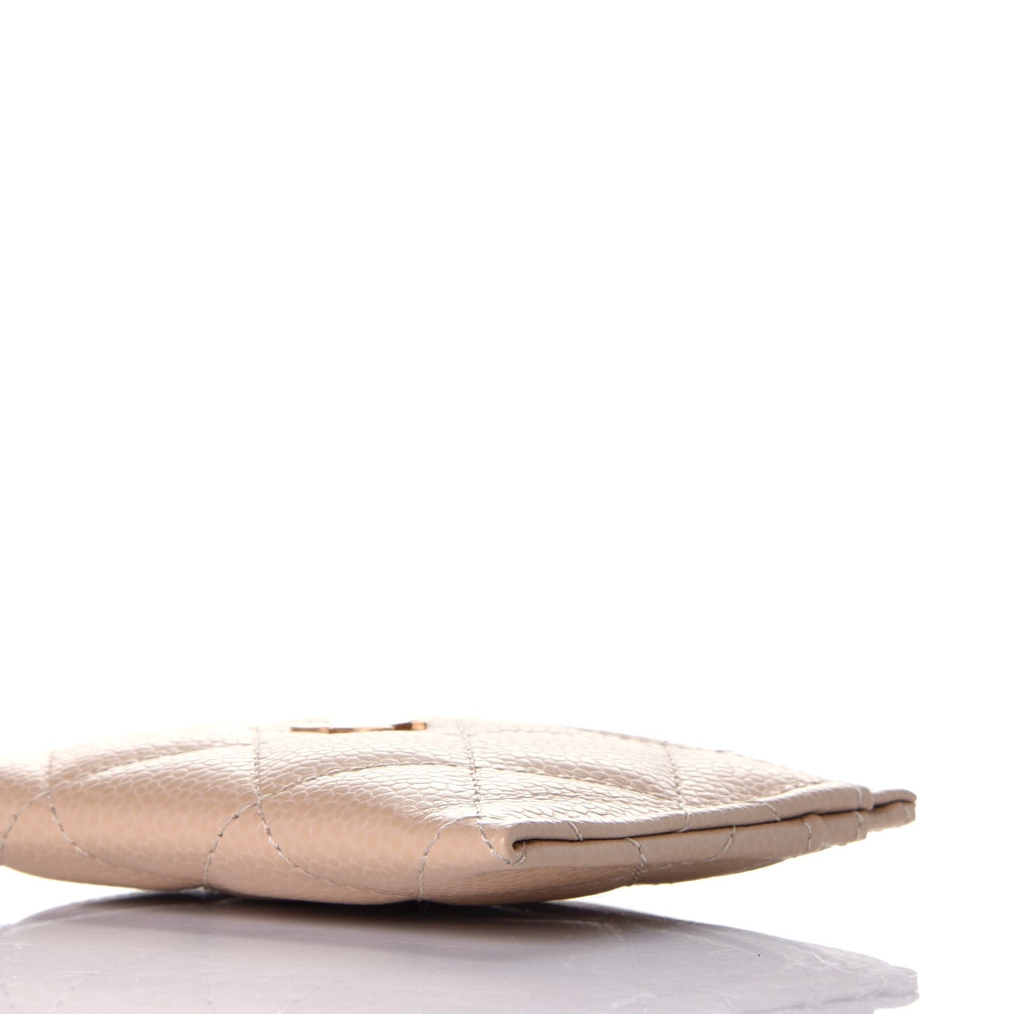 Caviar Quilted Card Holder Light Beige