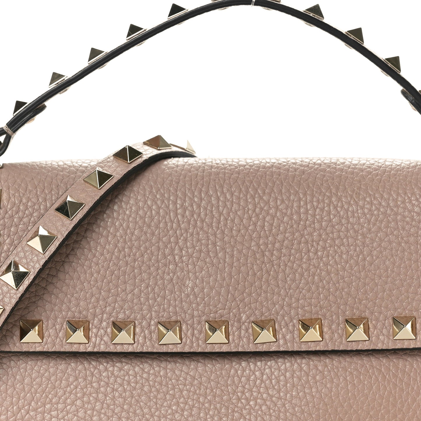 Grainy Calfskin Rockstud Crossbody Pouch Poudre