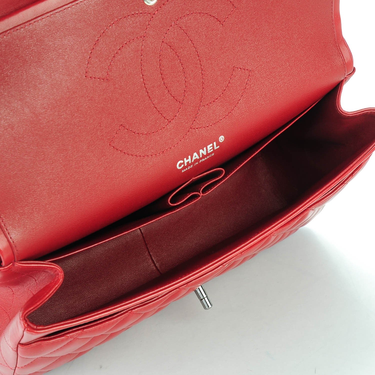 Chanel Lambskin Quilted Jumbo Double Flap Dark Red 6 of 7