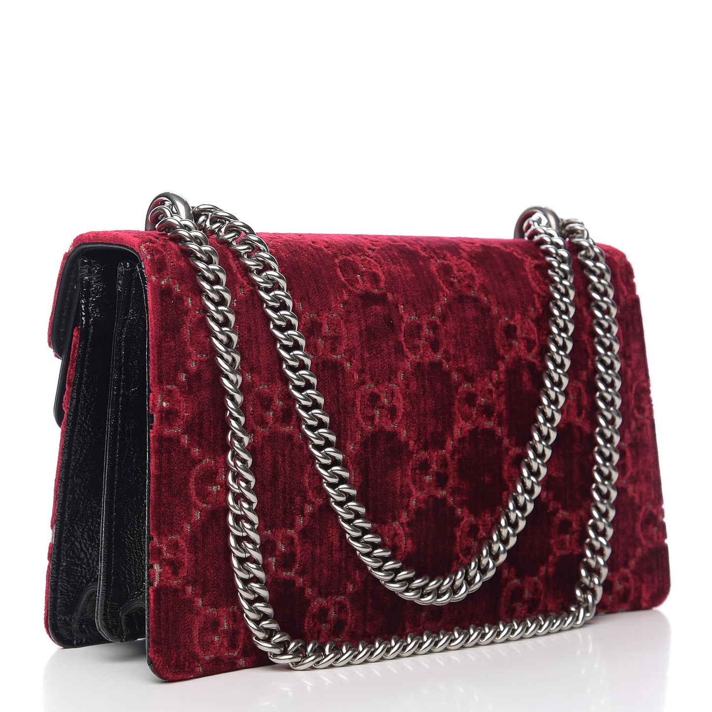 Velvet Skipper GG Monogram Small Dionysus Shoulder Bag Red Cipria Black