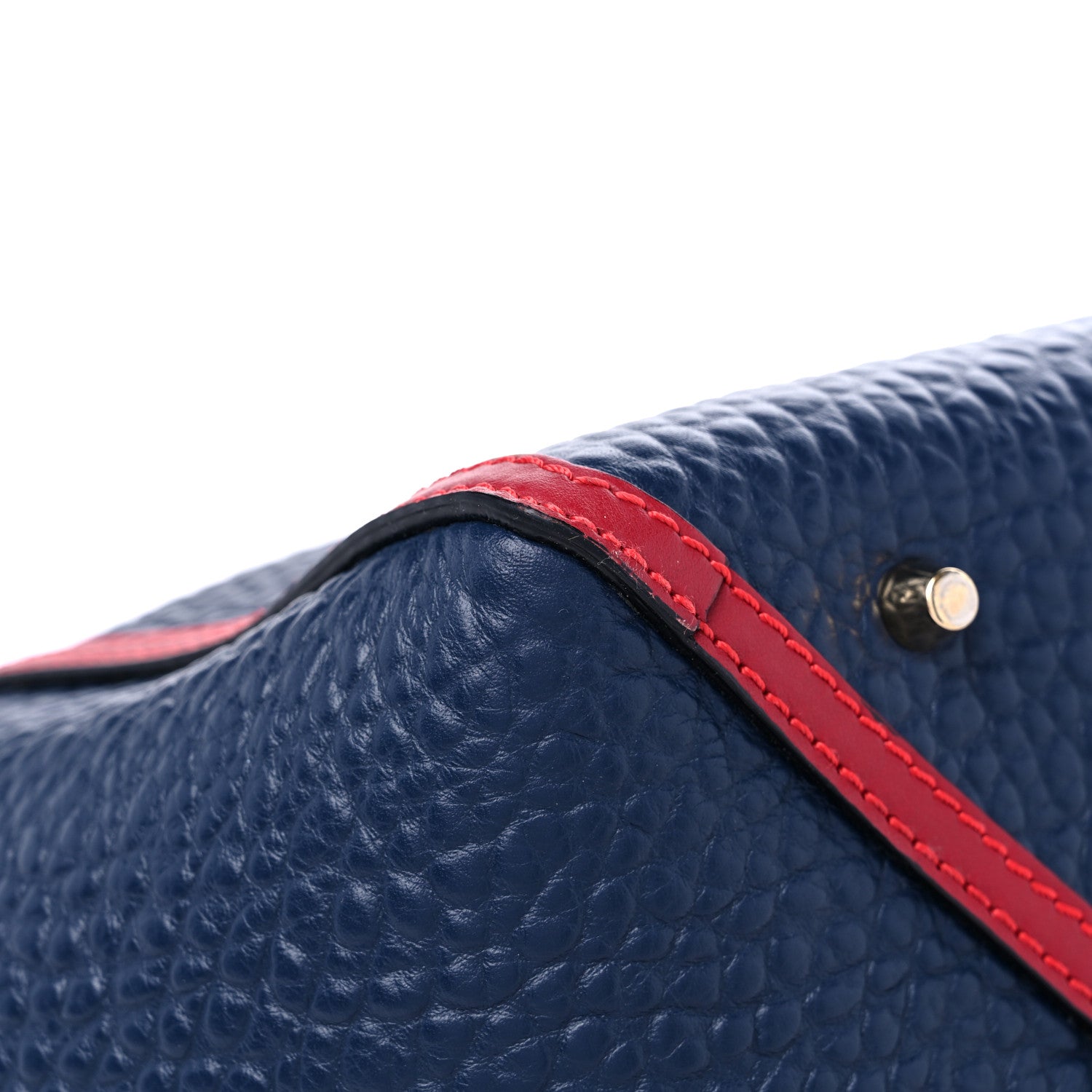 Burberry Grain Calfskin Small Canterbury Tote Parade Blue Carbon Red 8 of 11
