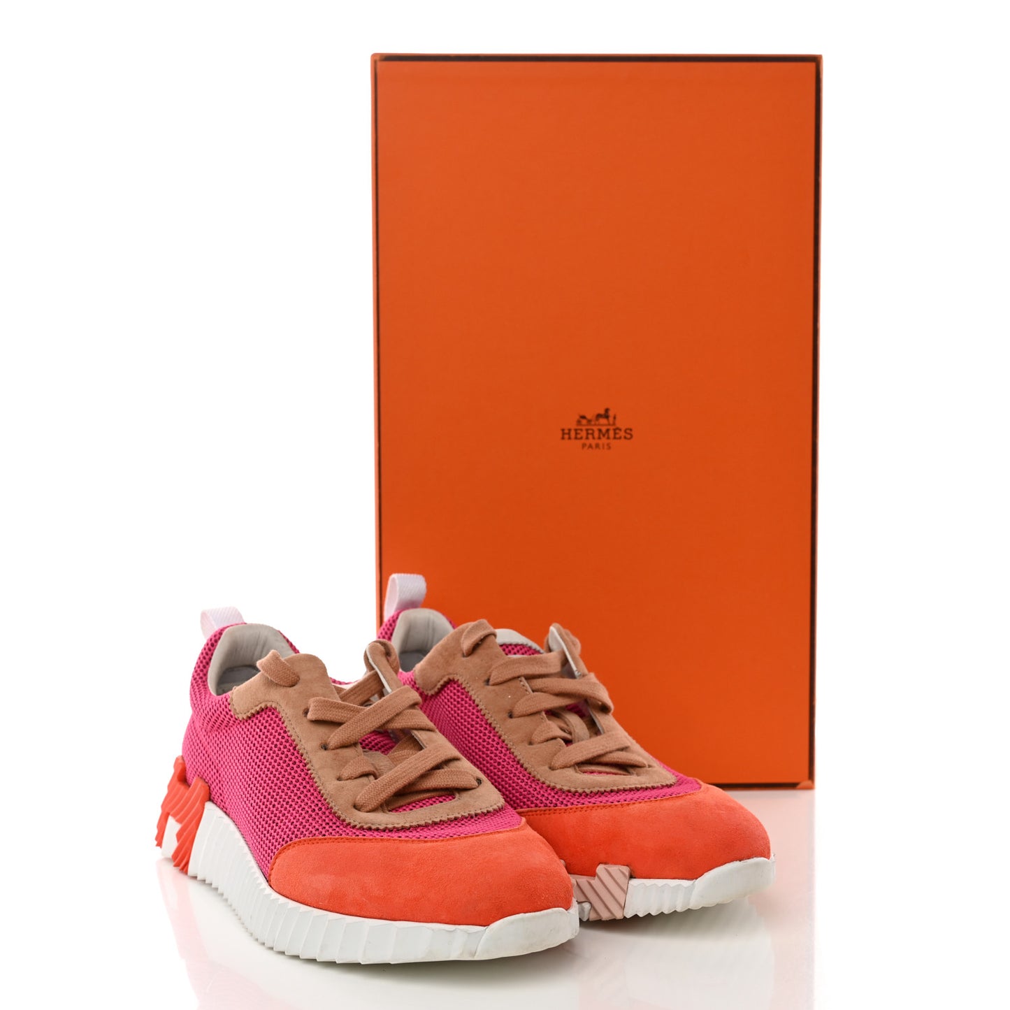 Air Mesh Suede Goatskin Bouncing Sneakers 38 Rose Multicolor