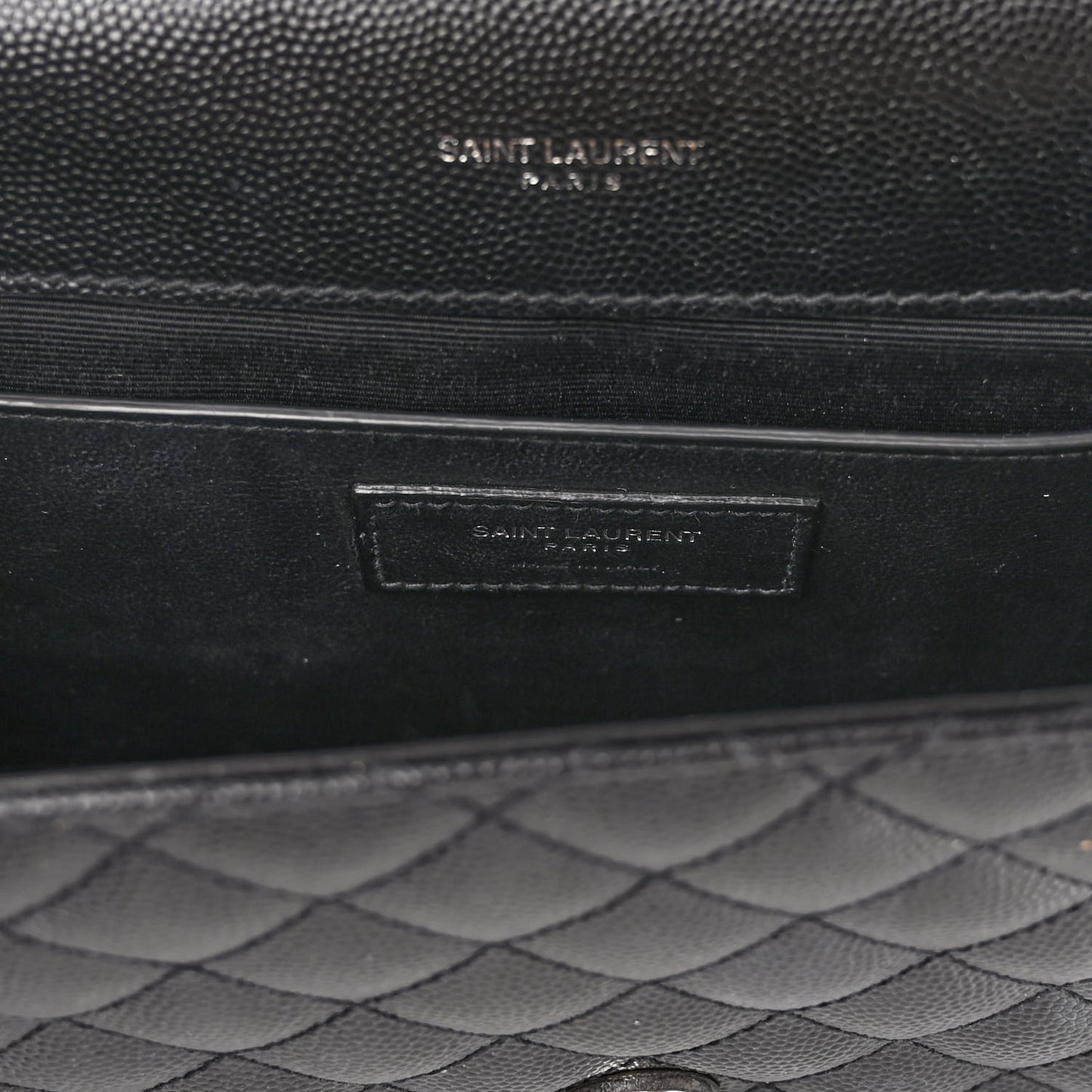 Grain De Poudre Textured Mixed Matelasse Triquilt Medium Monogram Satchel Black
