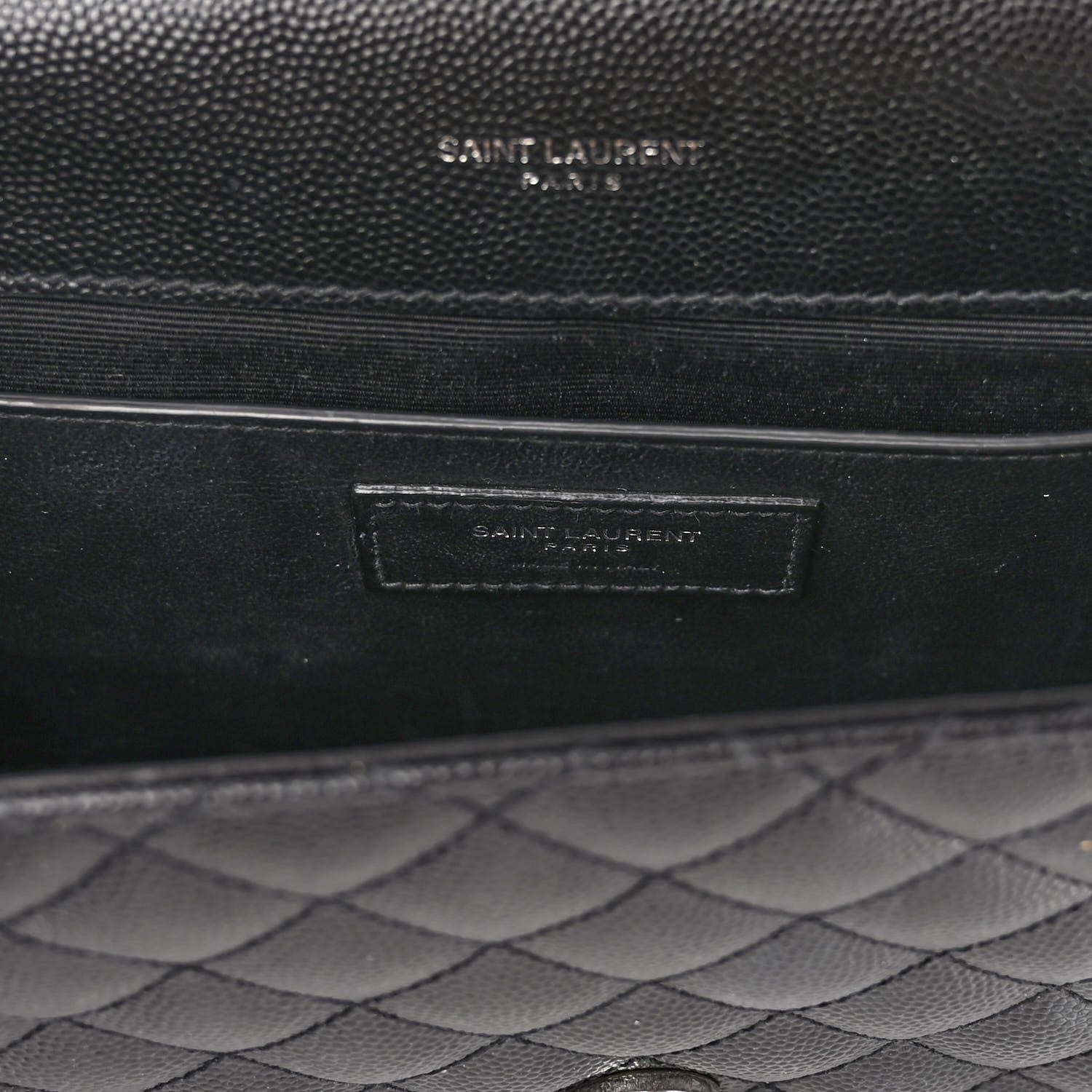 Saint Laurent Grain De Poudre Textured Mixed Matelasse Triquilt Medium Monogram Satchel Black 6 of 12