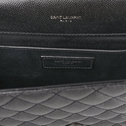 Saint Laurent Grain De Poudre Textured Mixed Matelasse Triquilt Medium Monogram Satchel Black 6 of 12