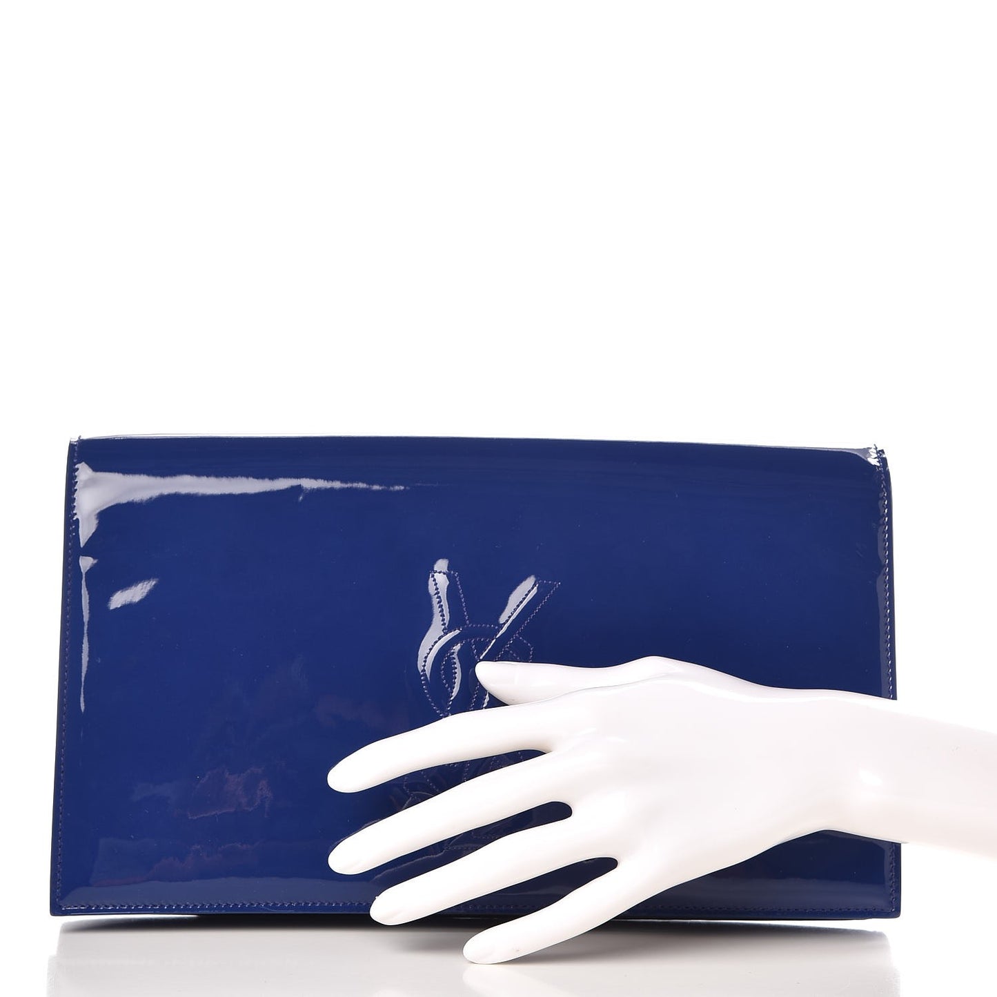 Patent Calfskin Monogram Large Belle De Jour Clutch Royal Blue