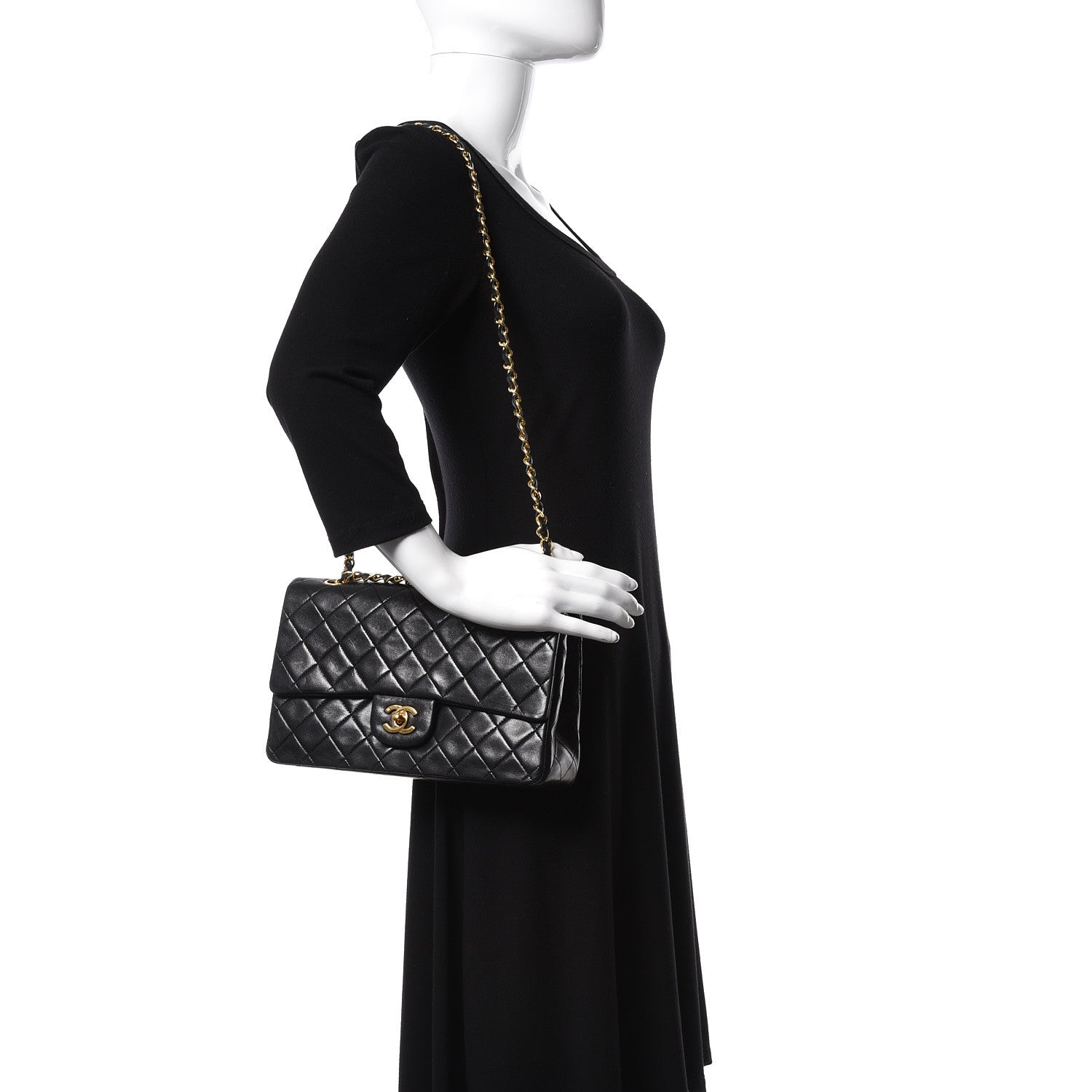 Chanel Lambskin Quilted Medium Double Flap Bag Black 2 of 18
