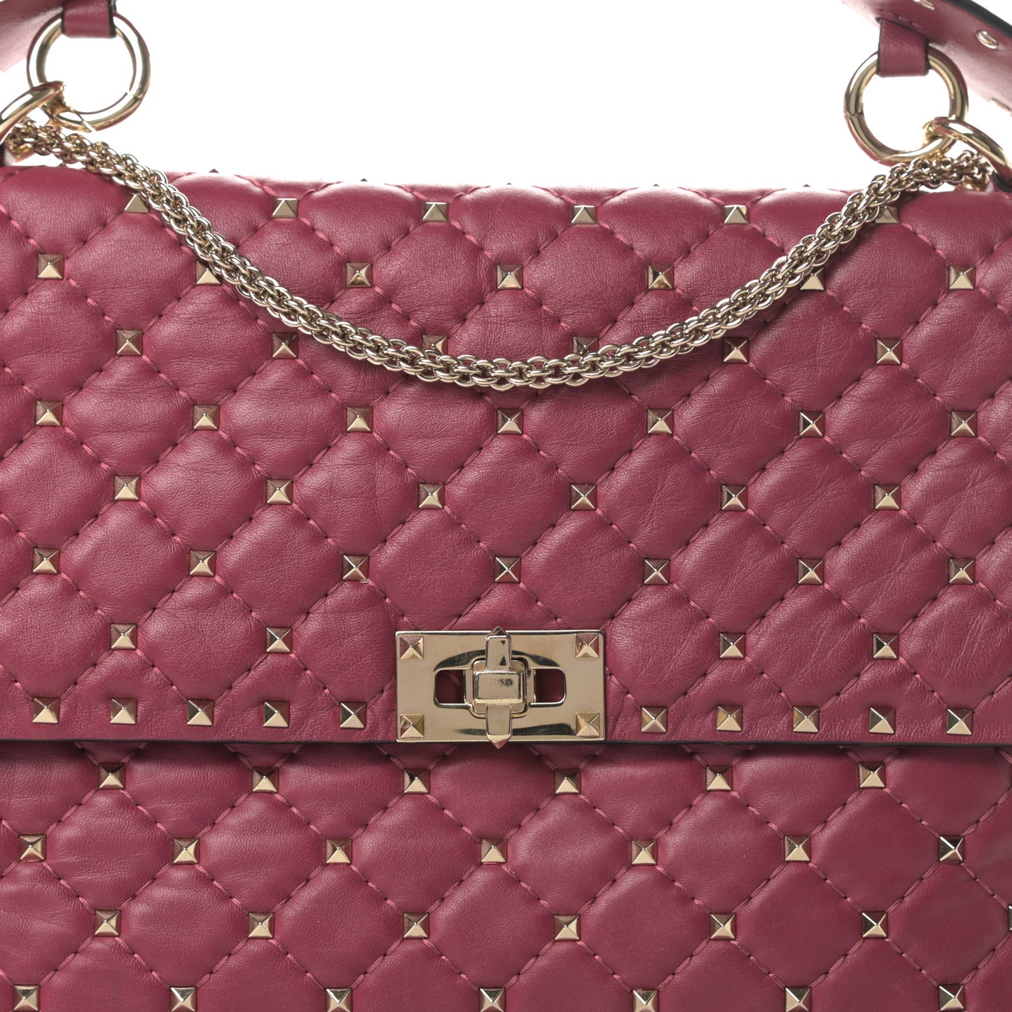 Nappa Large Rockstud Spike Shoulder Bag Camelia