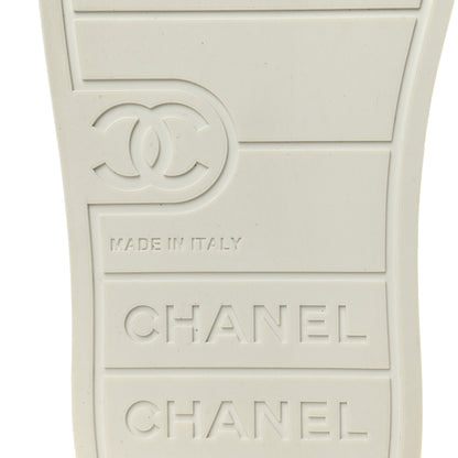 Chanel Lambskin Printed Logo Sneakers 38 White 7 of 10