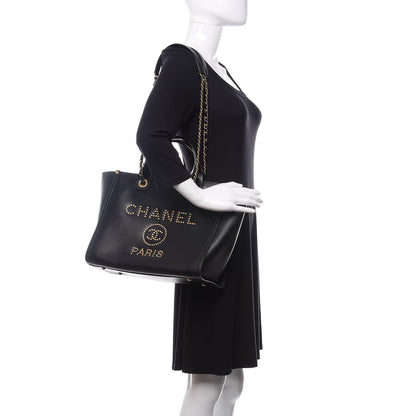 Chanel Caviar Small Studded Deauville Tote Black 2 of 11