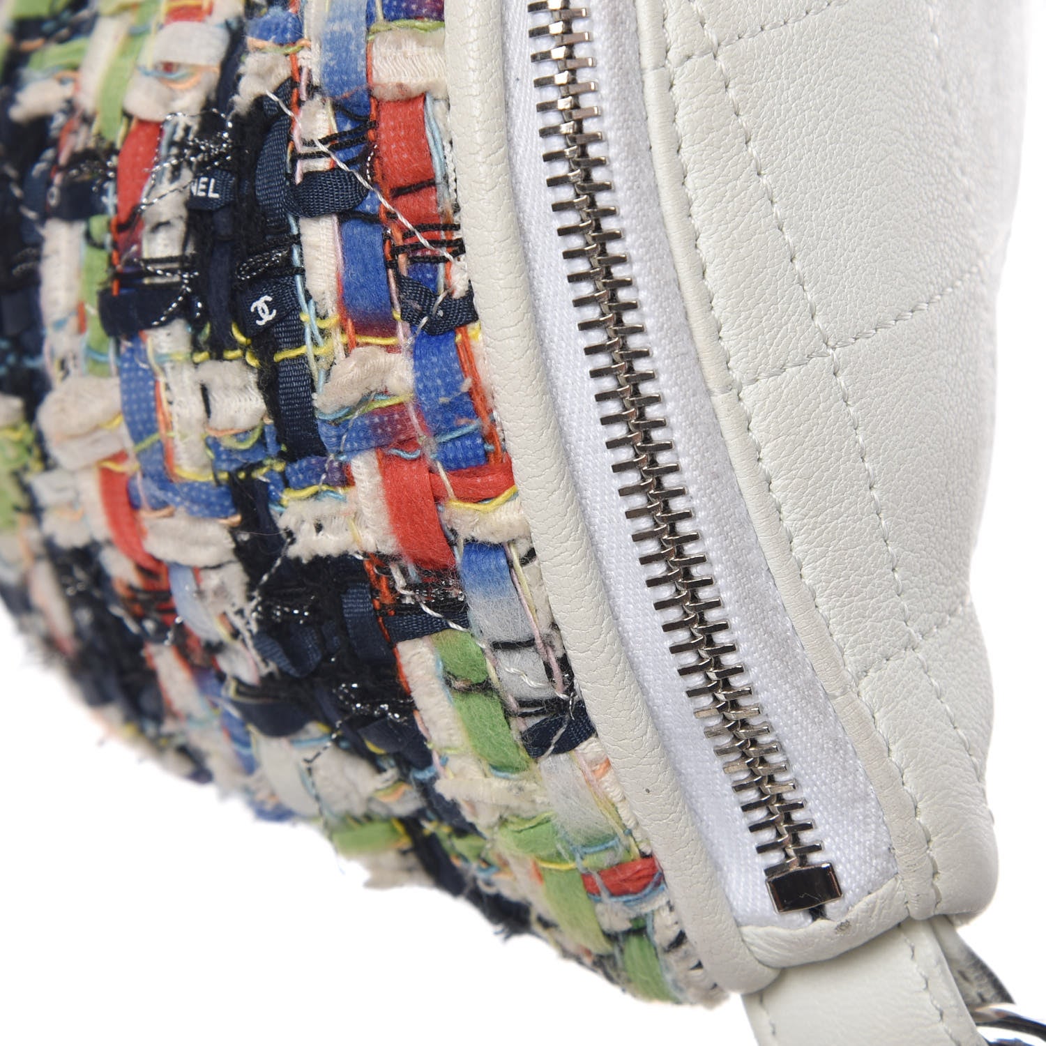 Chanel Lambskin Tweed Waist Bag Ecru Red Blue 9 of 10